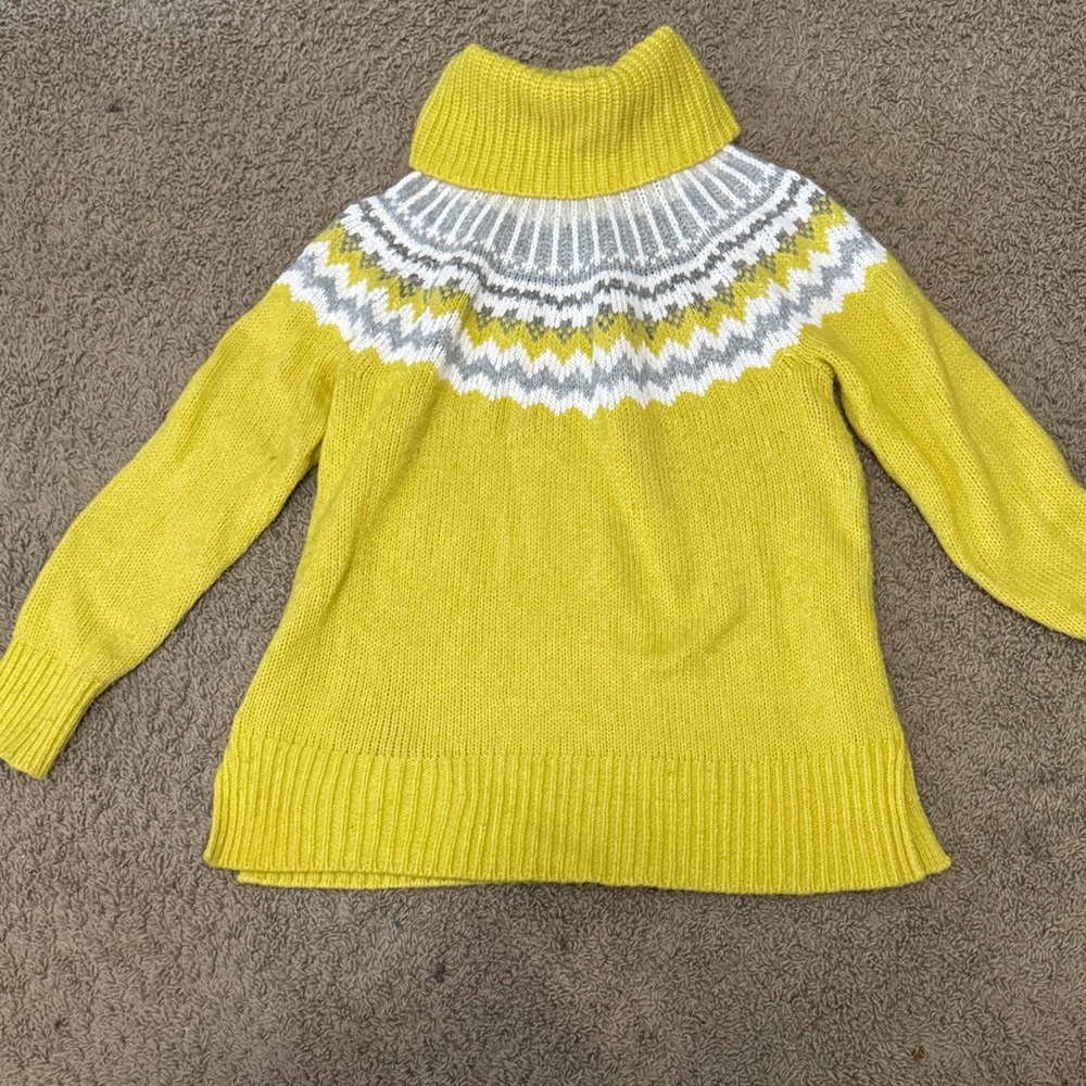 LOFT Yellow and Gray Patterned Turtleneck Sweater